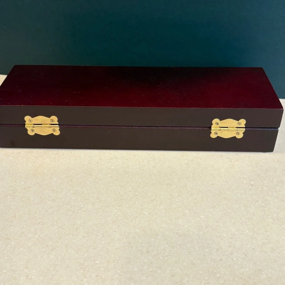Hampton Silversmiths Stainless Steel Carving Knife‎ & Fork Set Wood Storage Box